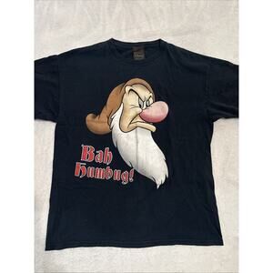 DISTRESSED Disney Christmas Grumpy Bah Humbug T-Shirt - Size Adult L
